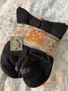 Realtree 10-Pack Industrial Work Crew Socks Black Men’s 6–12 NEW